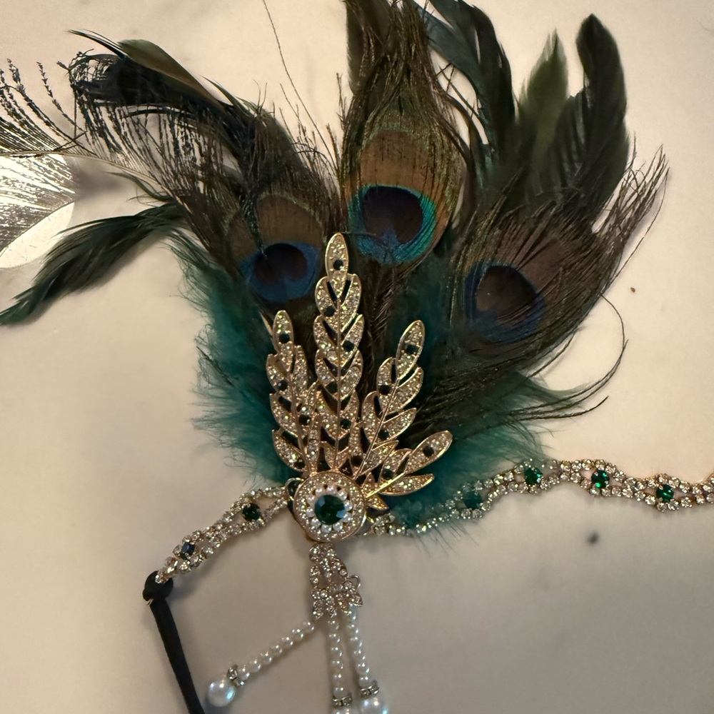 BABEYOND 1920s Flapper Feather Headband Roaring 20s Showgirl Gatsby Headpiece - Picture 6 of 6